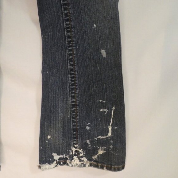 BLUENOTES | 27 X 30 | Kate Relaxed Flare | Distressed Denim | White Paint Spill - Picture 9 of 16